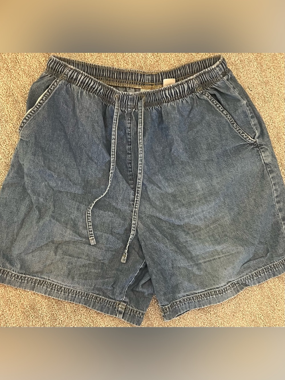Women's Vintage Y2K Denim Drawstring Jean Shorts - Blue